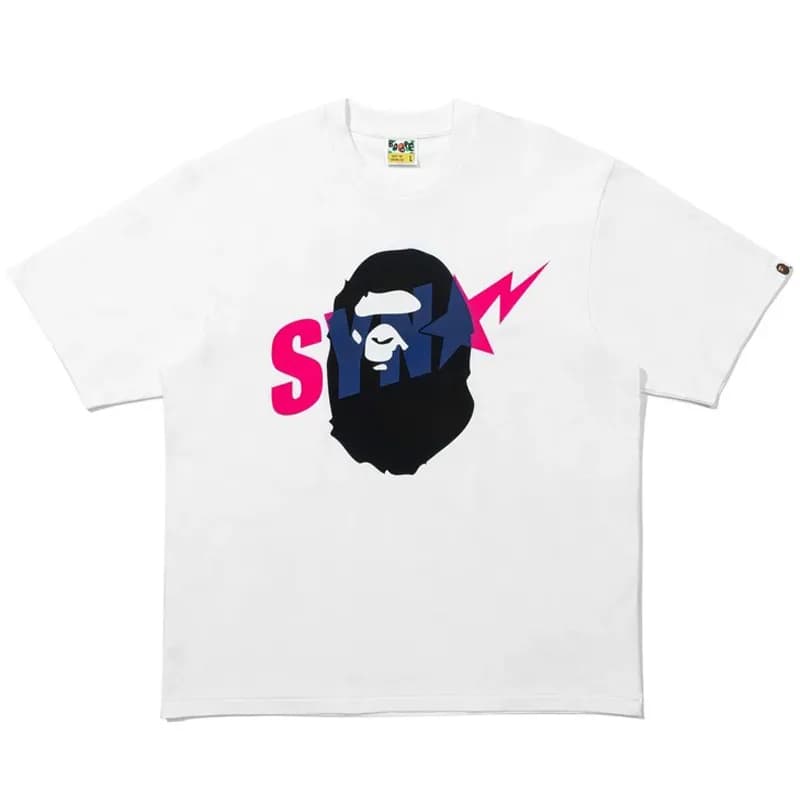 BAPE × Fragment Design Ape Head Tee Fragment Lightning
