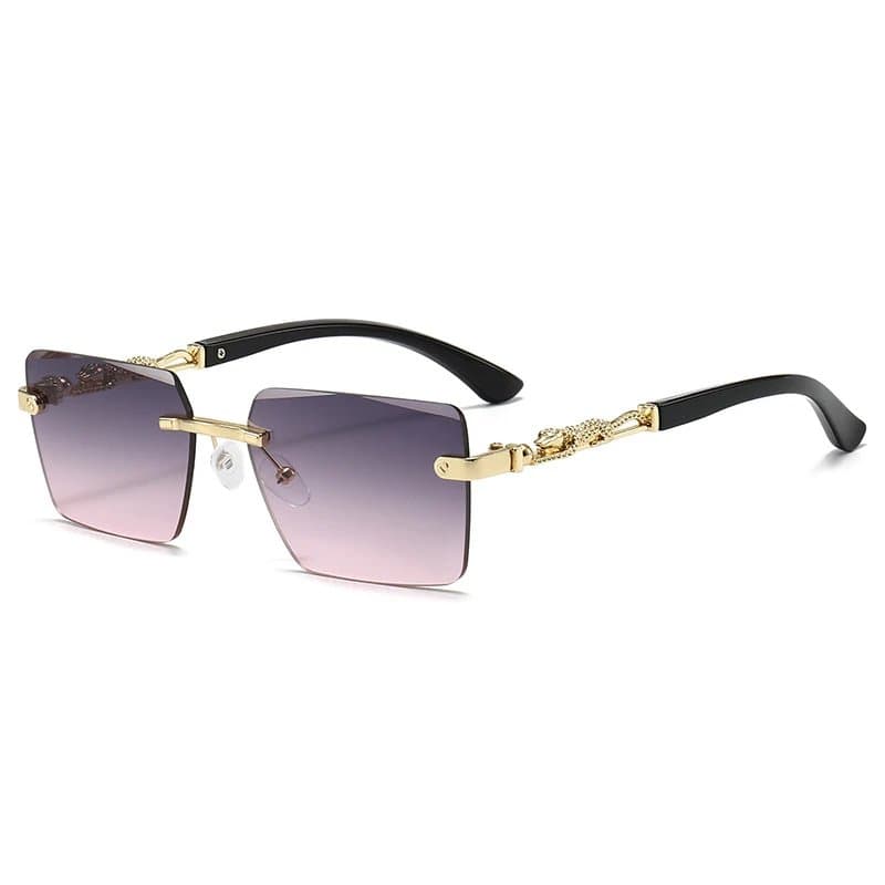 Chrome Hearts Rimless Square Sunglasses Gradient Lens with Snake Motif Temples