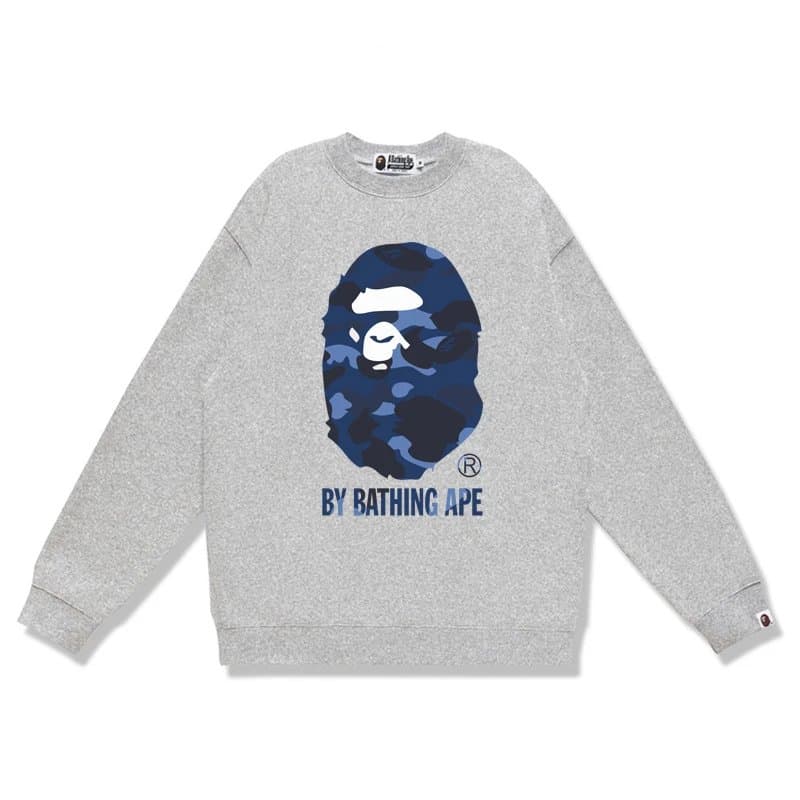 BAPE Crewneck Sweatshirt A Bathing Ape Logo — W081灰蓝色