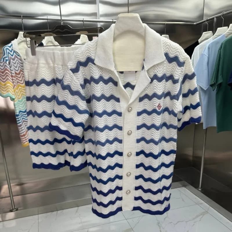 Off-White Knit Polo Dress Multi-Color Zigzag — 185--07