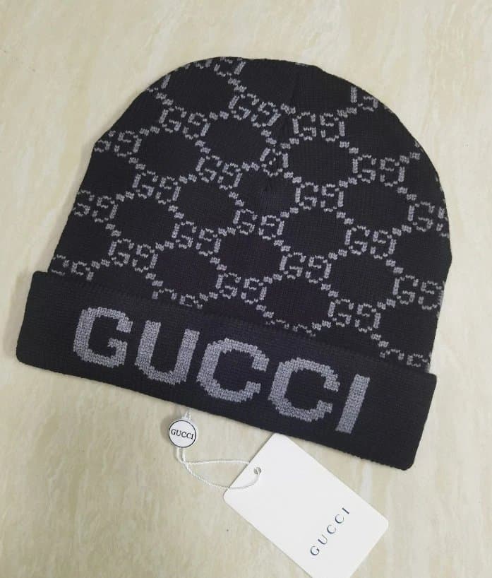 Gucci Knit Beanie GG Monogram — 203# 黑色