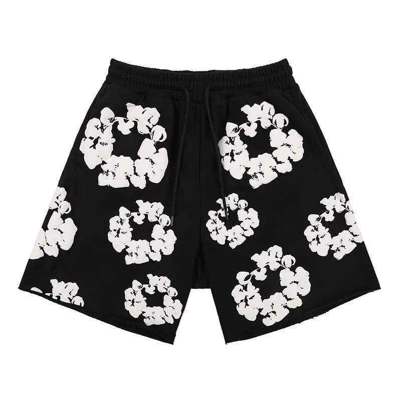 Balenciaga Floral Print Shorts Circle Floral Pattern