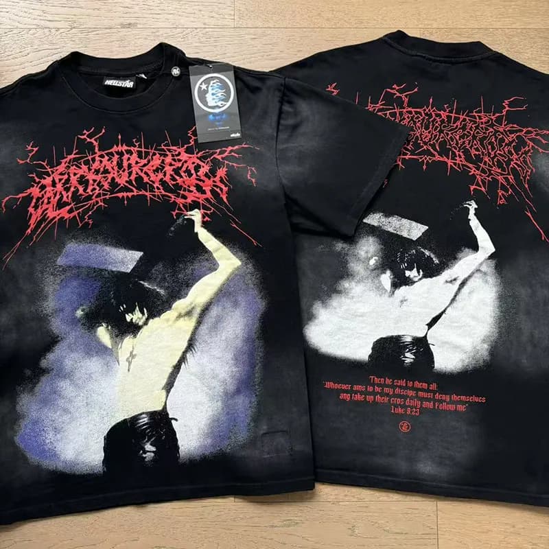 Hellstar Graphic Tee Flame Logo — 6790洗水黑