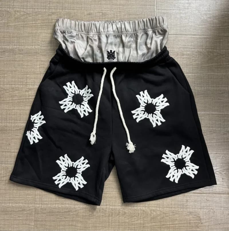 Amiri Logo Shorts Crystal Embellished — 5306黑拼接