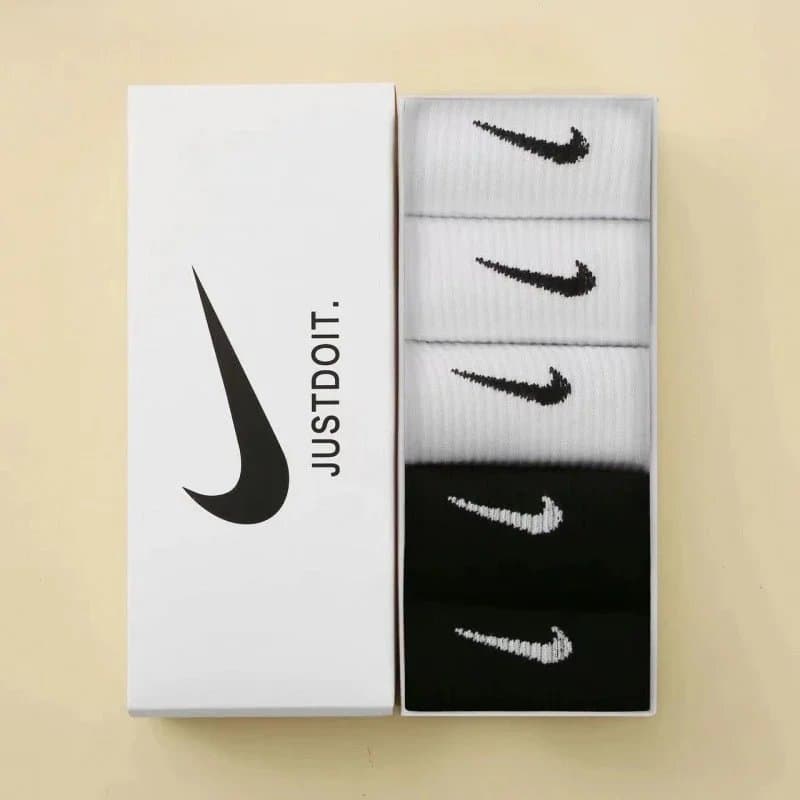 Nike Socks Swoosh Logo Pack — 5双装【白+白+白+黑+黑】