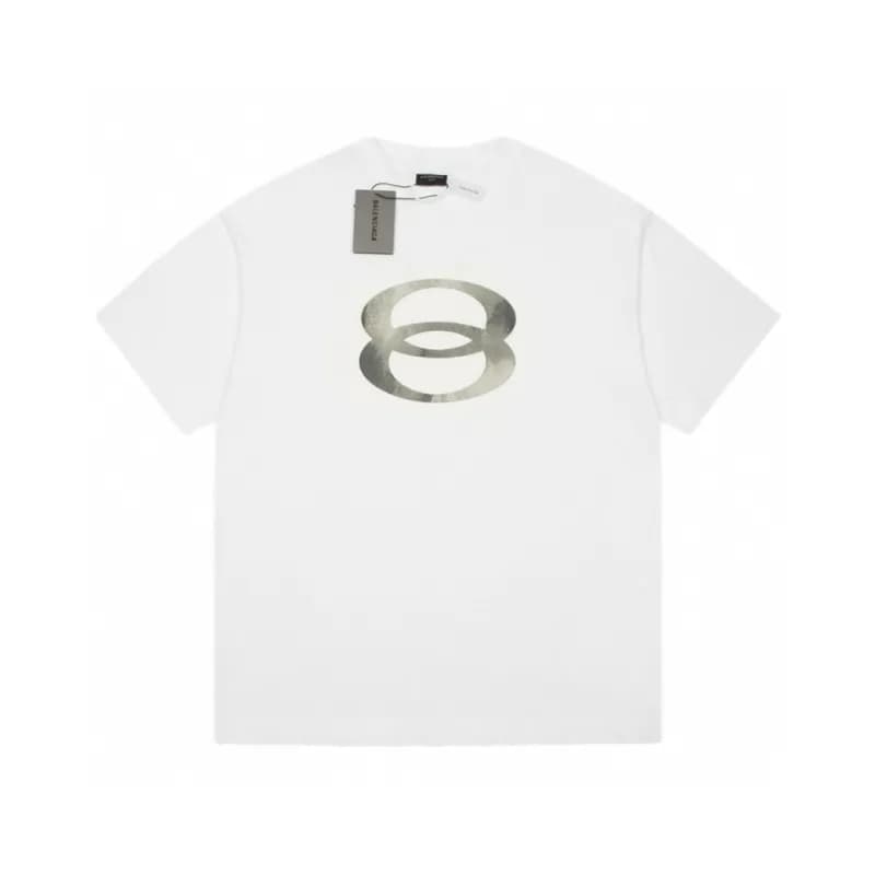 Balenciaga Logo Print T-Shirt Distressed White Logo — 白色F171