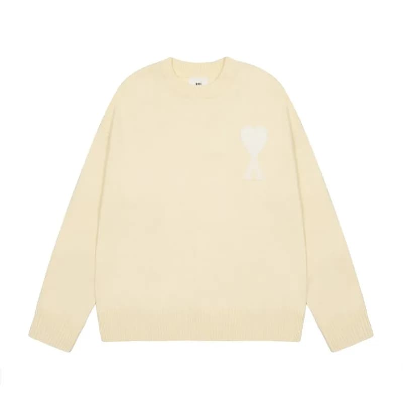 AMI Paris Knit Sweater Heart Logo — 黄色