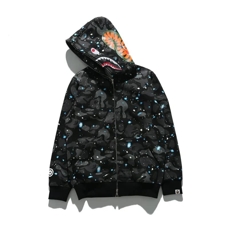 BAPE Full-Zip Hoodie Camouflage Shark — B8370 starry sky