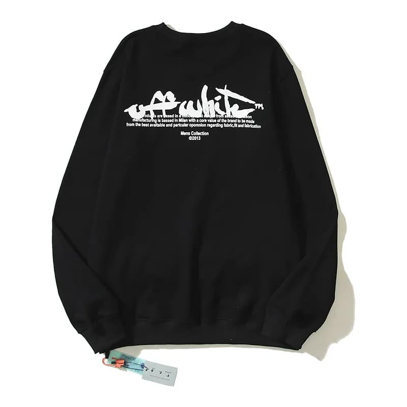 Off-White Cotton Sweatshirt Industrial Text Print