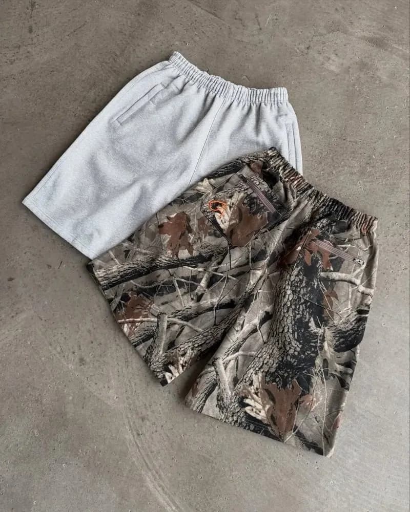 Drawstring Shorts Camouflage Print
