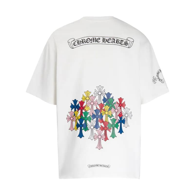 Chrome Hearts Graphic Tee Cross & Hearts Print — 6052白