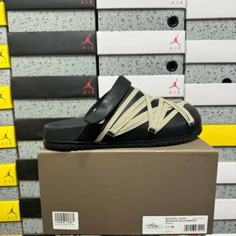 Jordan × Rick Owens Megalaced Mule Granola Black/Beige