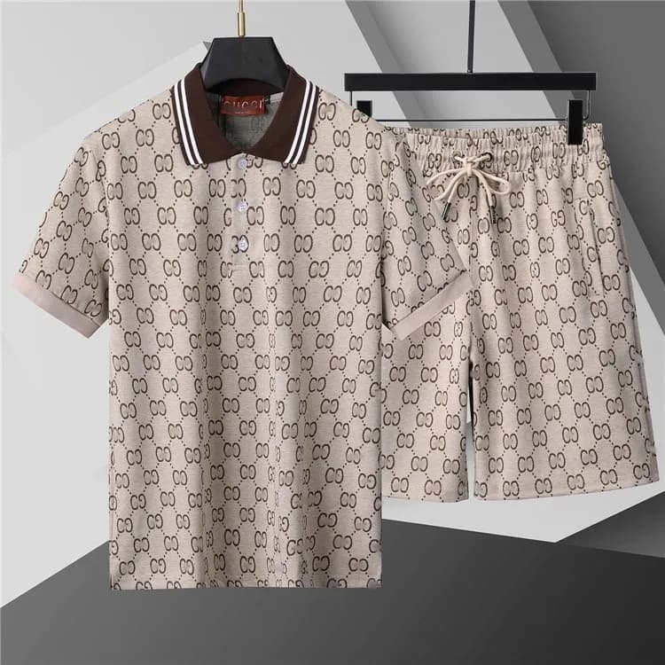 Louis Vuitton Polo Shirt and Shorts Set Damier Jacquard — 424khaki