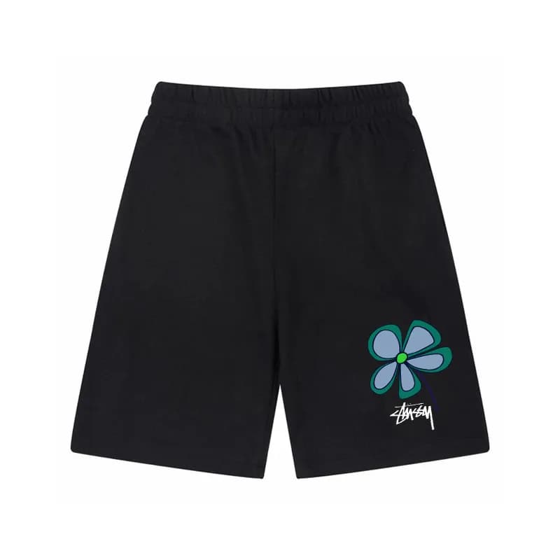 Stüssy Flower Logo Shorts Black with Floral Print