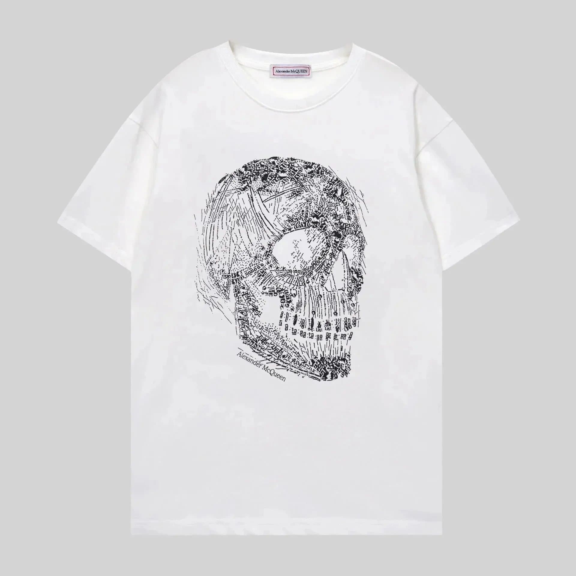 Alexander McQueen Skull Graphic Tee City Map Skull Print