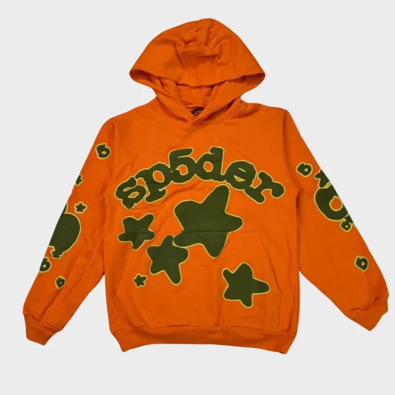Sp5der Hoodie Spider Web Graphic — Sp49 - Beluga Orange