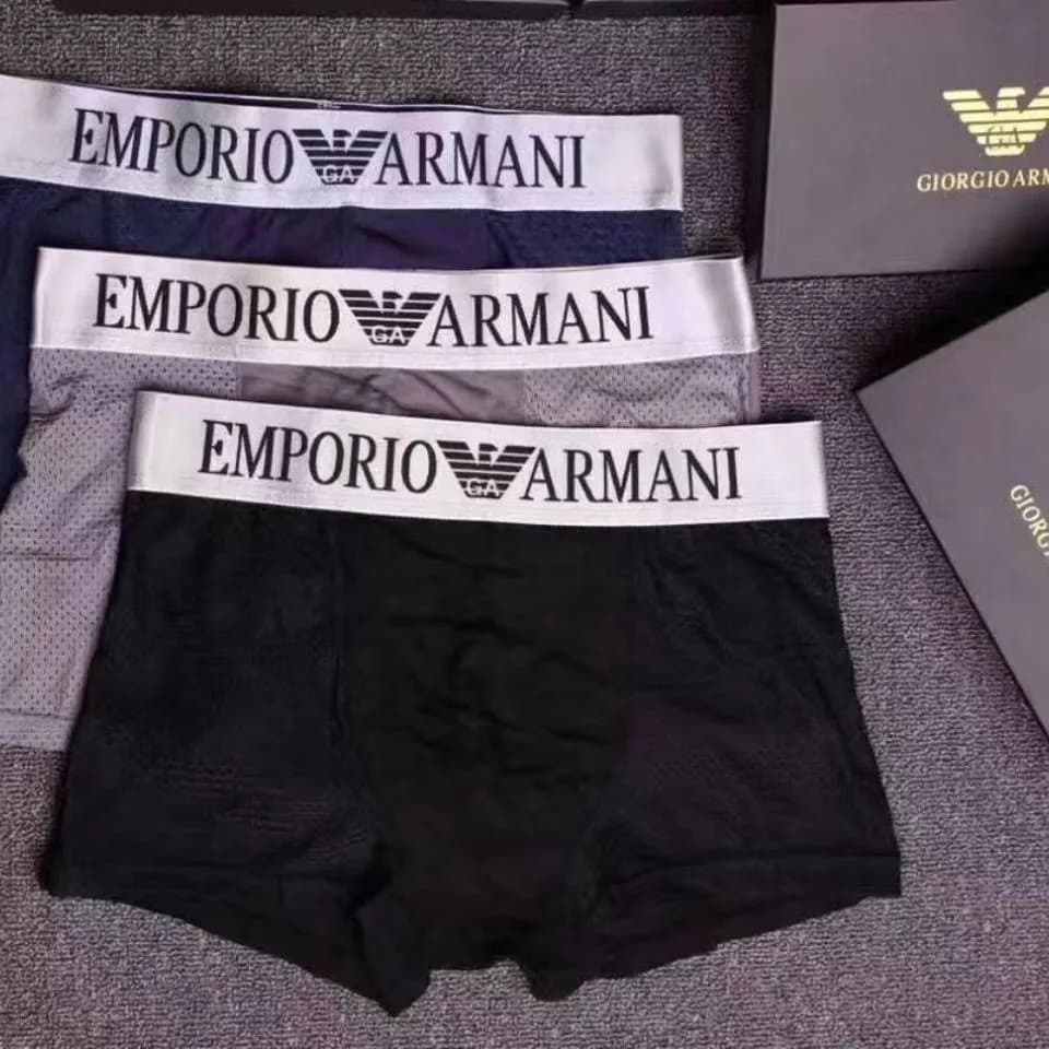 Emporio Armani Boxer Briefs Logo Waistband — 黑+灰+蓝 3条装