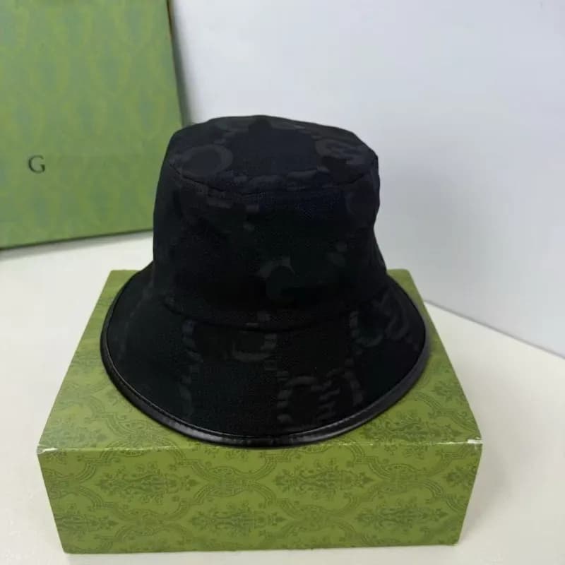 Gucci Bucket Hat GG Monogram Print — G bucket hat with edging black