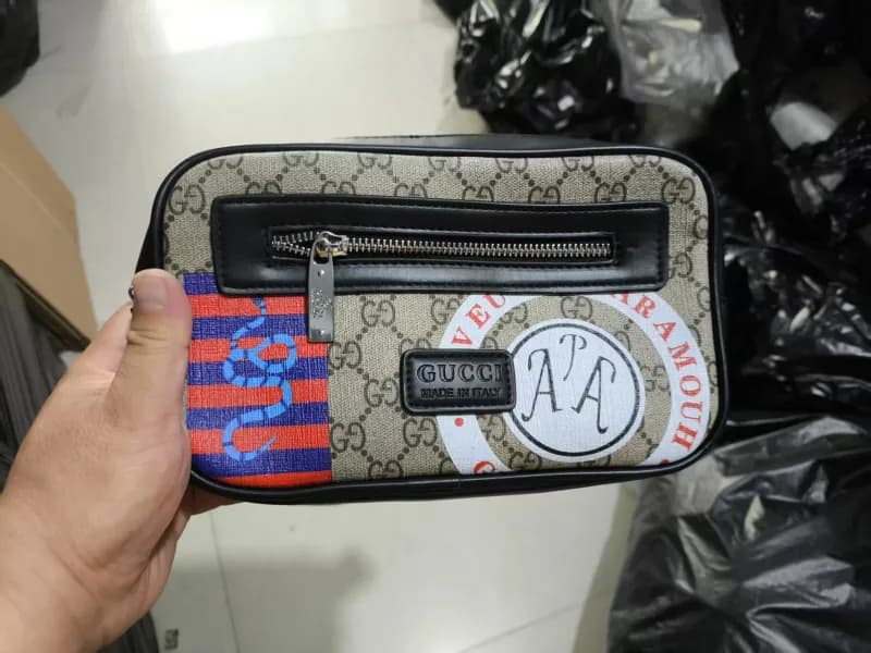 Anti Social Social Club Gucci x ASSC Wash Bag GG Supreme with Logo Patch