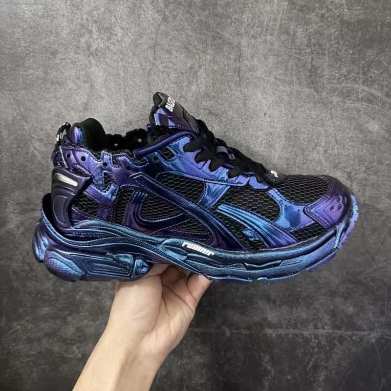 Balenciaga Triple S White Mesh — 深蓝色