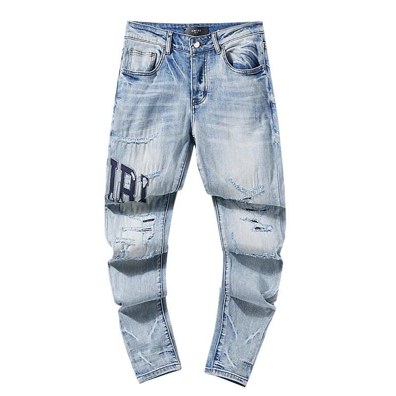 Amiri Distressed Jeans Logo Patch — AM318