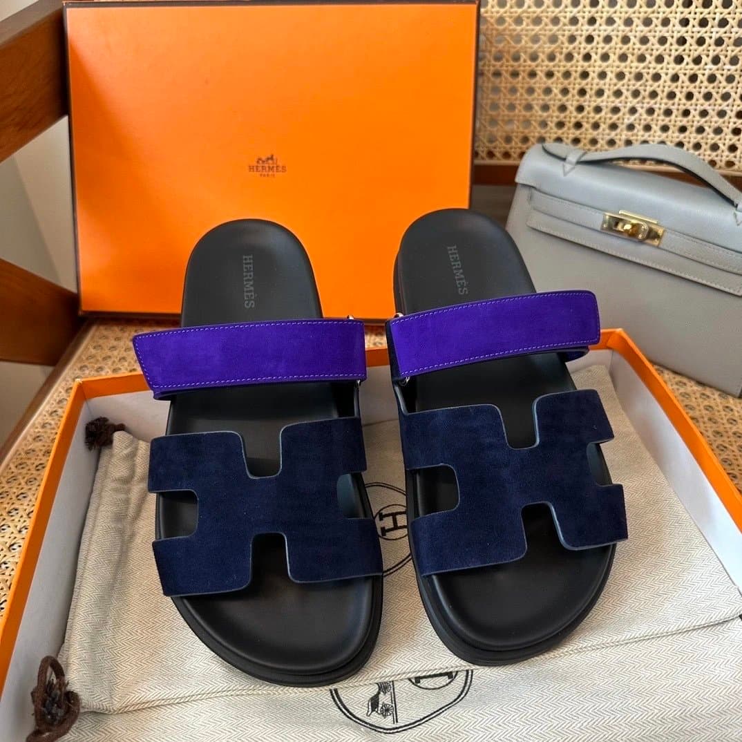 Hermès Oran Sandal H Logo Suede