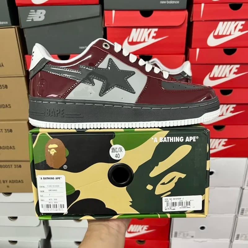 Bape Sta Camouflage Star — 酒红灰1I80-191-006