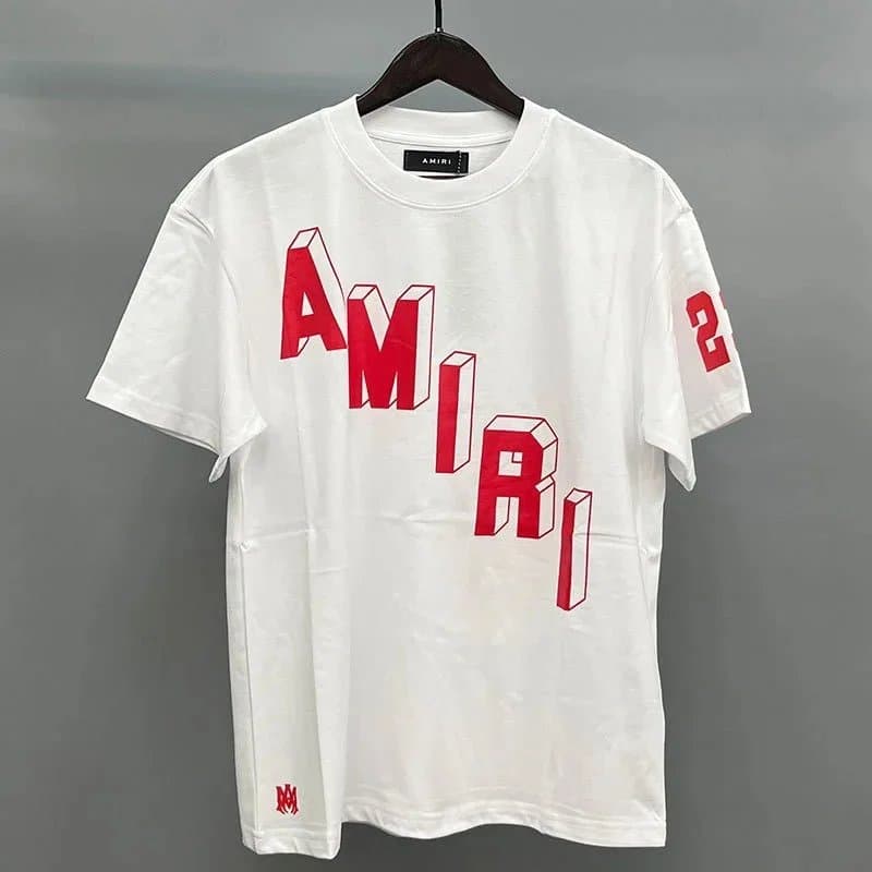 Amiri Logo Graphic Tee Multicolor Logo — 白色斜杠字母