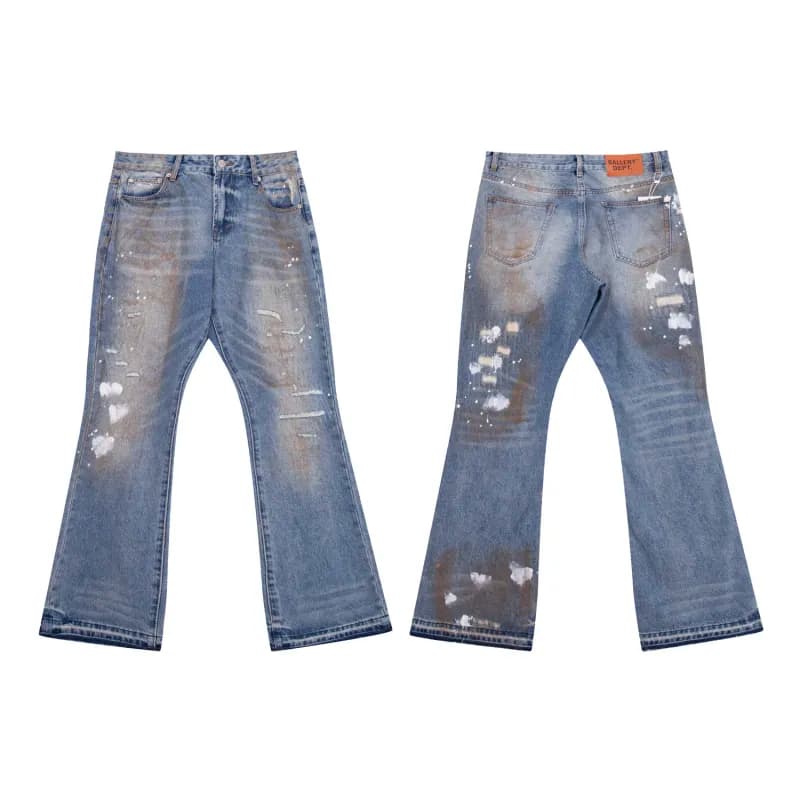 Levi's × Gallery Dept. 501 Straight Fit Jeans Gallery Dept Paint-Splatter Distressed — 浅黄色 671蓝色