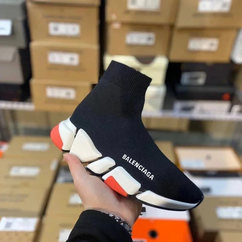 Balenciaga Speed Trainer Black Volt — 黑色橙底