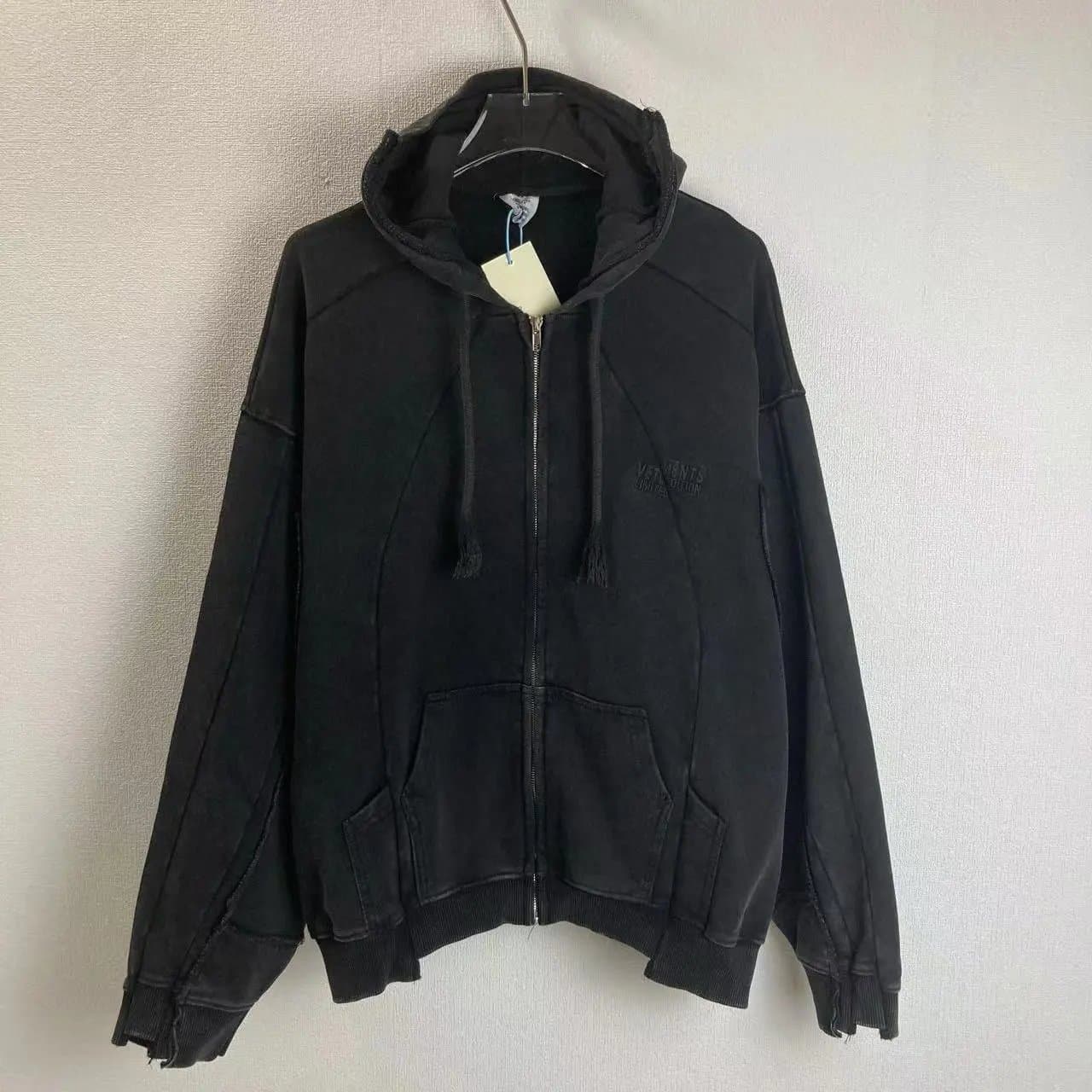 Off-White Zip-Up Hoodie Distressed Logo — V28