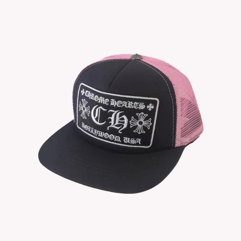 Chrome Hearts Trucker Cap CH Logo Patch — 平粉黑