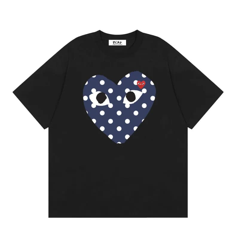 Comme des Garçons Heart Logo T-Shirt Light Blue with Red Heart — 10 black