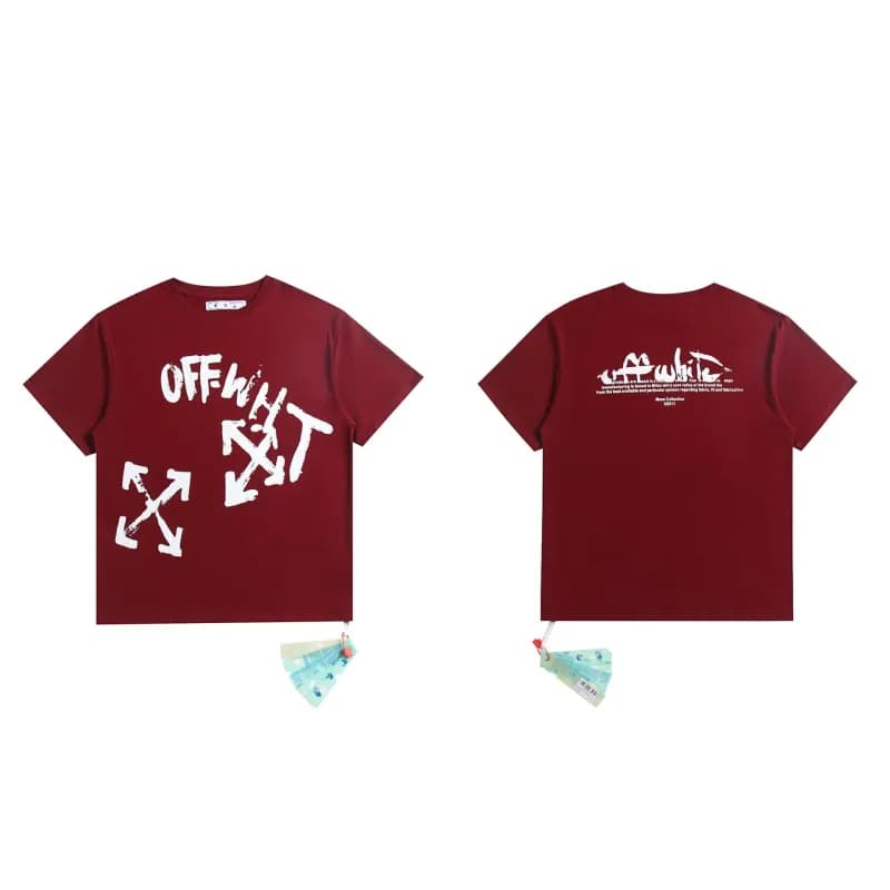 Off-White Arrow Logo T-Shirt Ice Blue Arrow — 2085 wine red