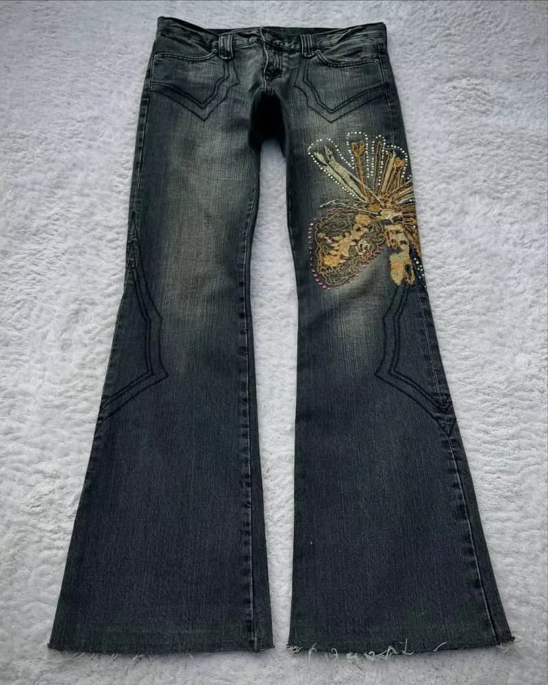 Levi's Flared Jeans Embroidered Skull Motif