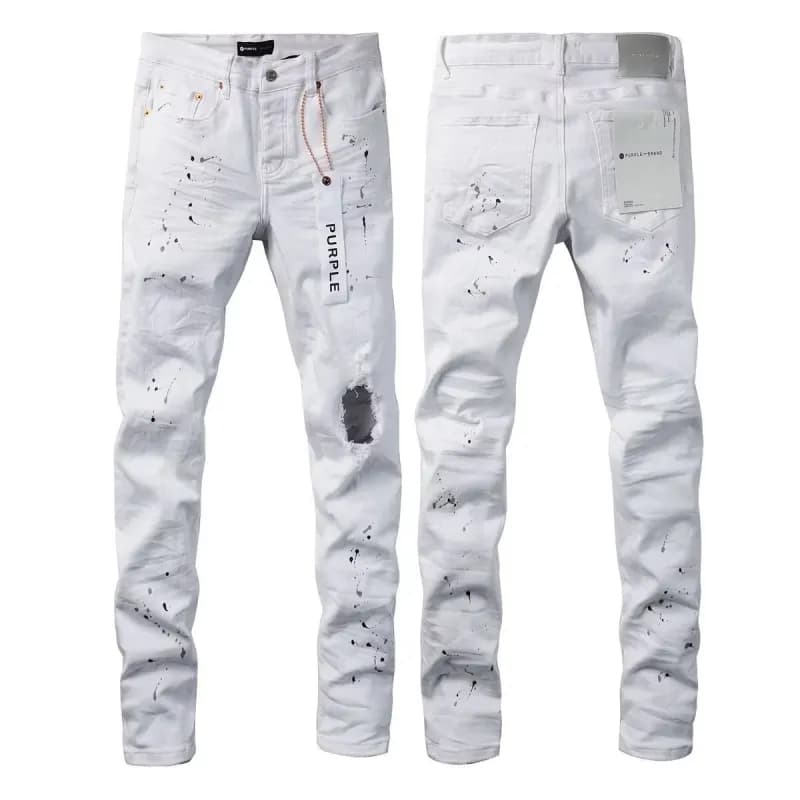 Distressed Paint-Splatter Jeans Black with White Splatter — 9899高品质带后标