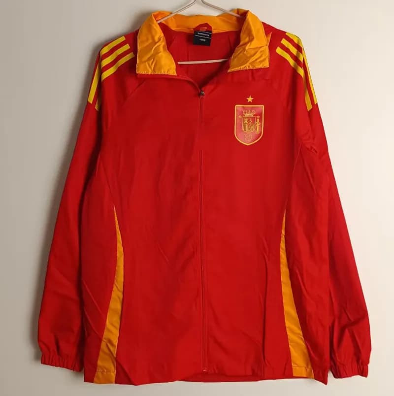 Adidas Spain National Team Jacket Red with Yellow Stripes