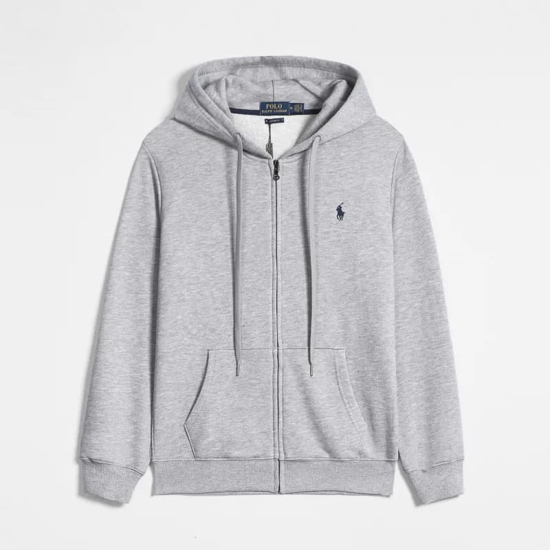 Polo Ralph Lauren Full-Zip Hoodie Classic Fit — Zipper gray green label