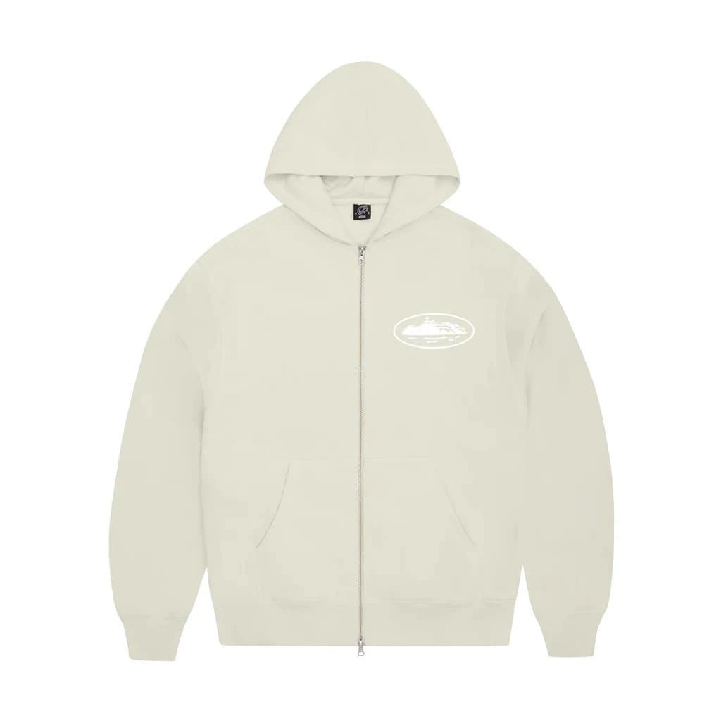 Broken Planet Zip-Up Hoodie Cloud Logo — 米色卫衣