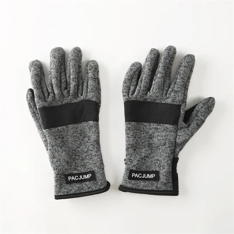 Fleece Gloves Heather Grey with Black Trim