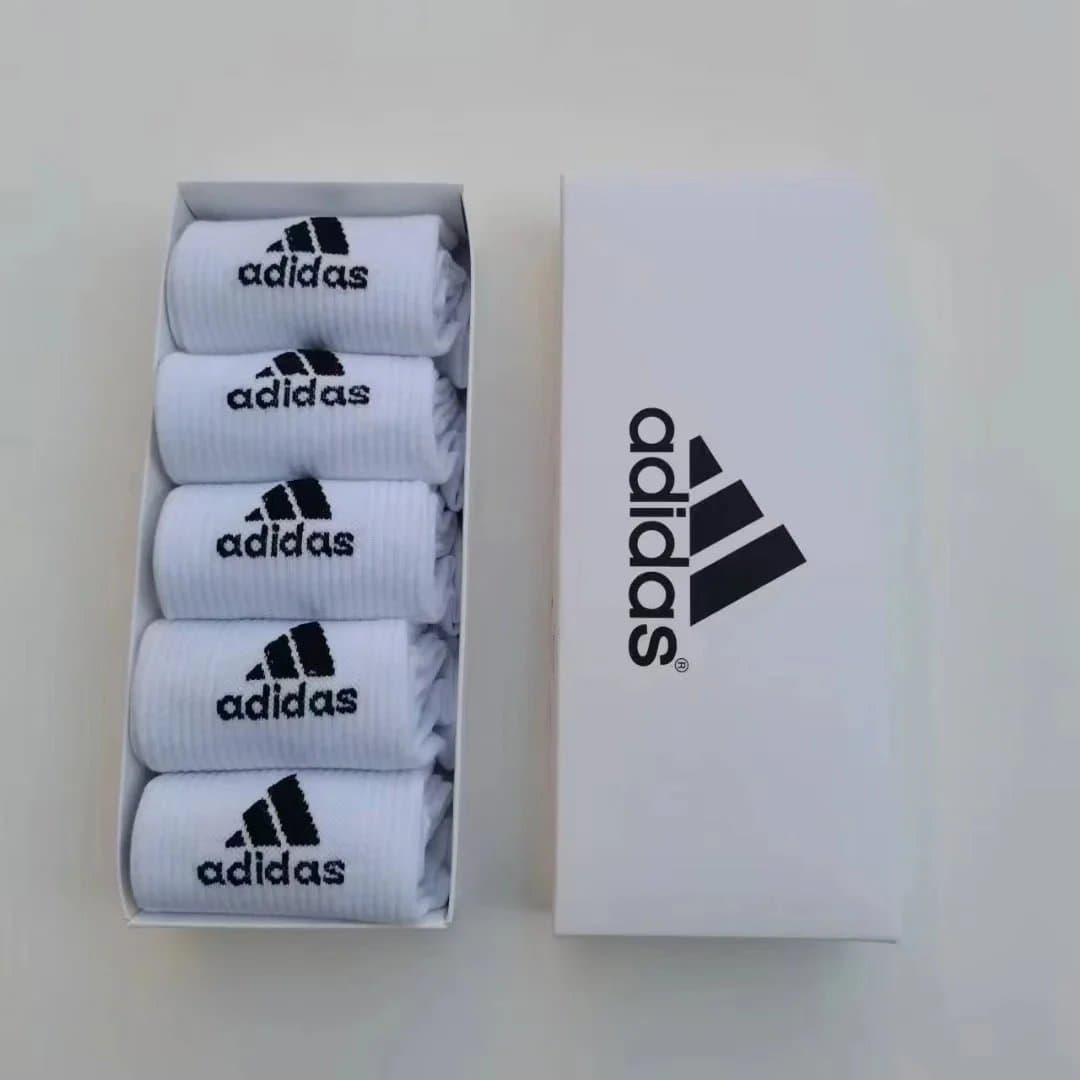 Tommy Hilfiger Crew Socks Classic Logo — Adidas短袜-五双白色