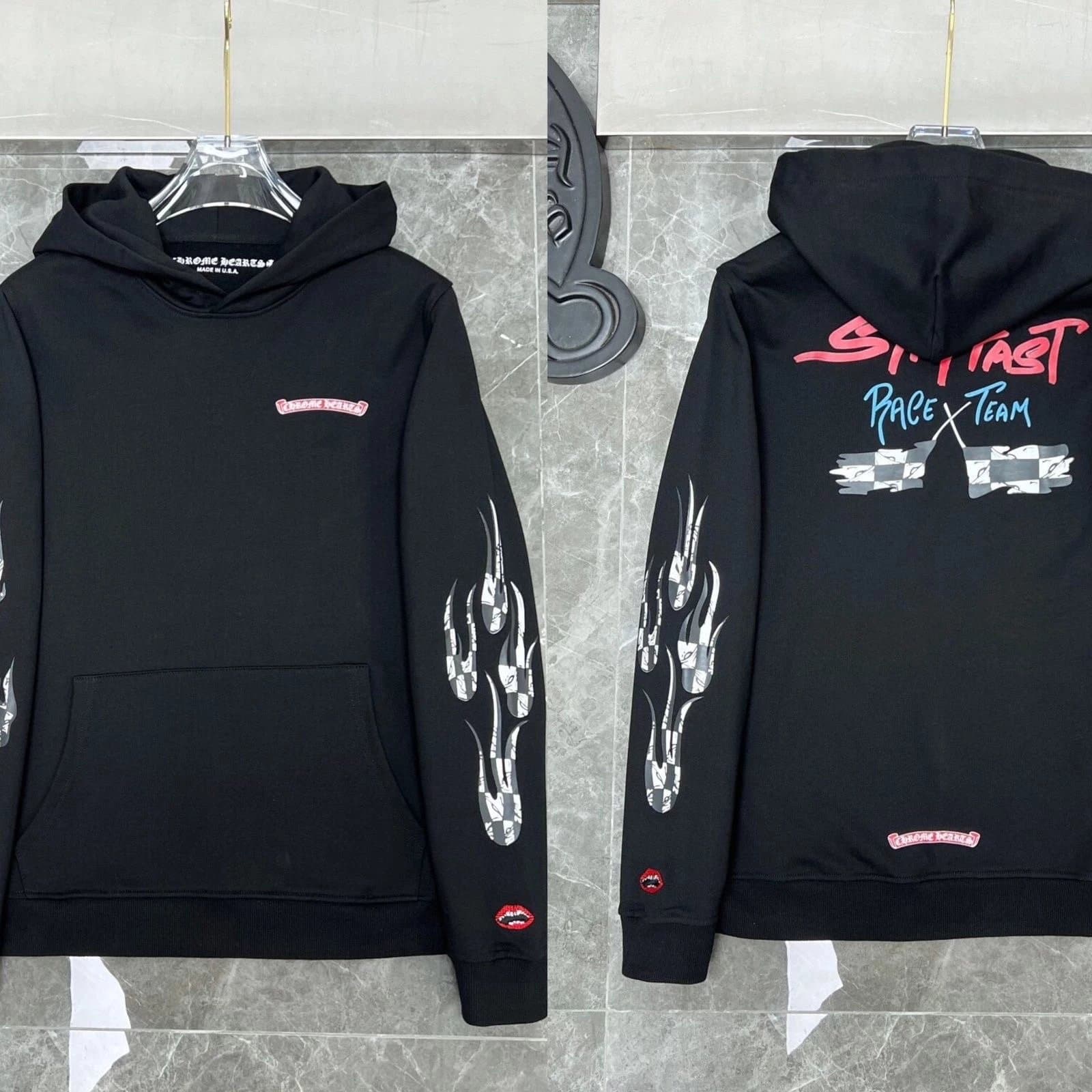 Chrome Hearts Hoodie Race Team Flame Print
