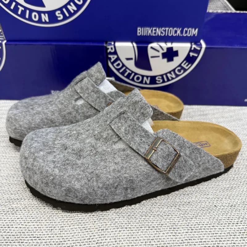 Birkenstock Boston Clog Matte Blue — Felt gray