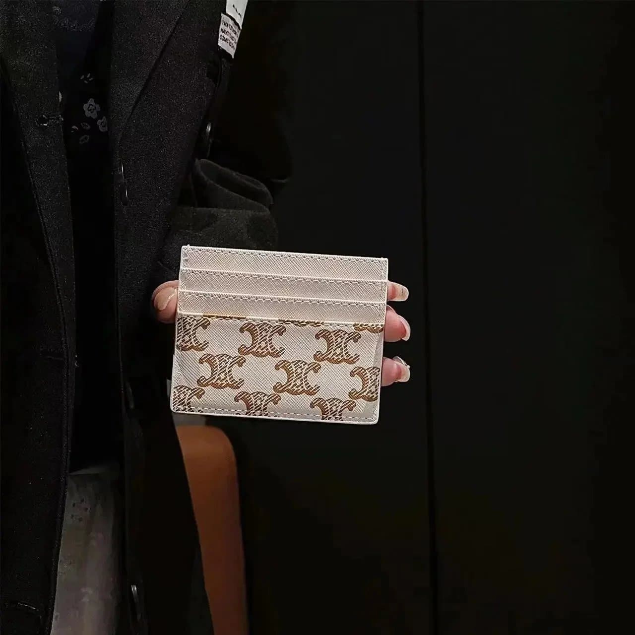 Celine Card Holder Triomphe Logo Print