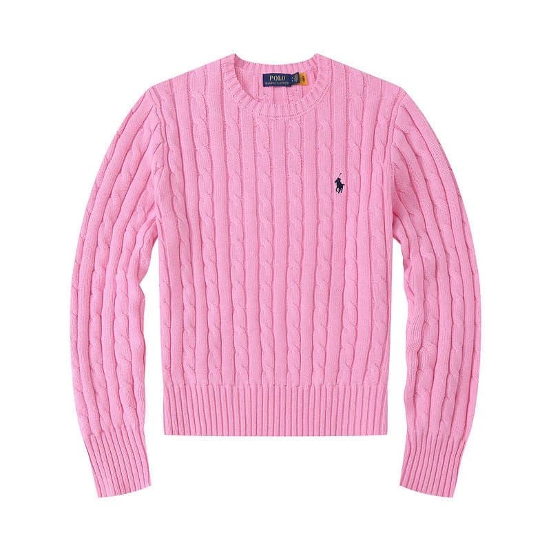 Polo Ralph Lauren Cable Knit Sweater Half-Zip — 8501女款圆领粉色