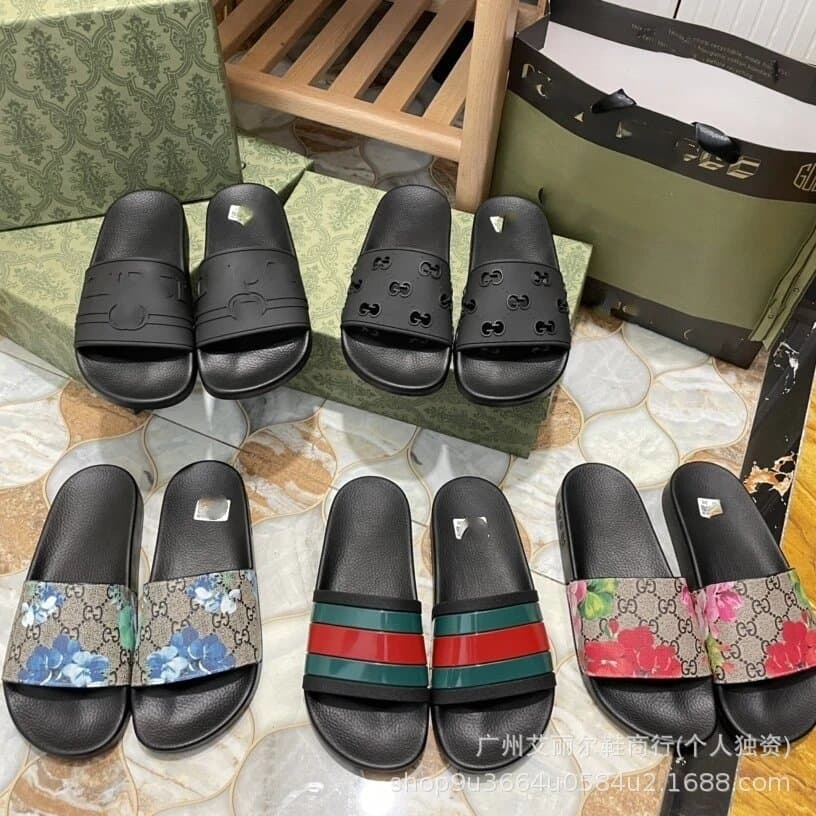Gucci Slide Sandal GG Web & Floral Print