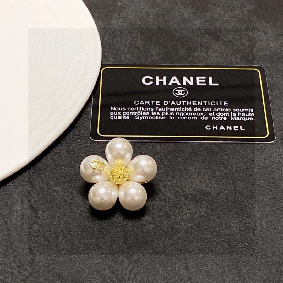 Chanel Camellia Brooch Pearl and Gold-Tone