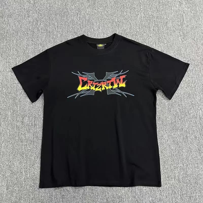 Corteiz Logo Tee Rainbow Gradient Logo — 黑33