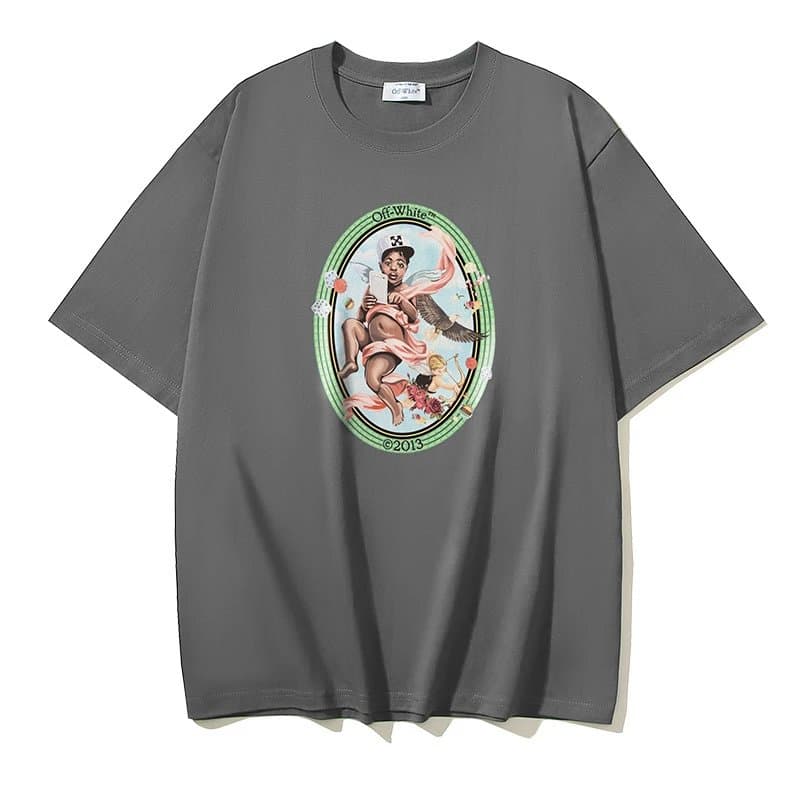 Off-White Graphic Tee Abstract Print — ym1126灰色