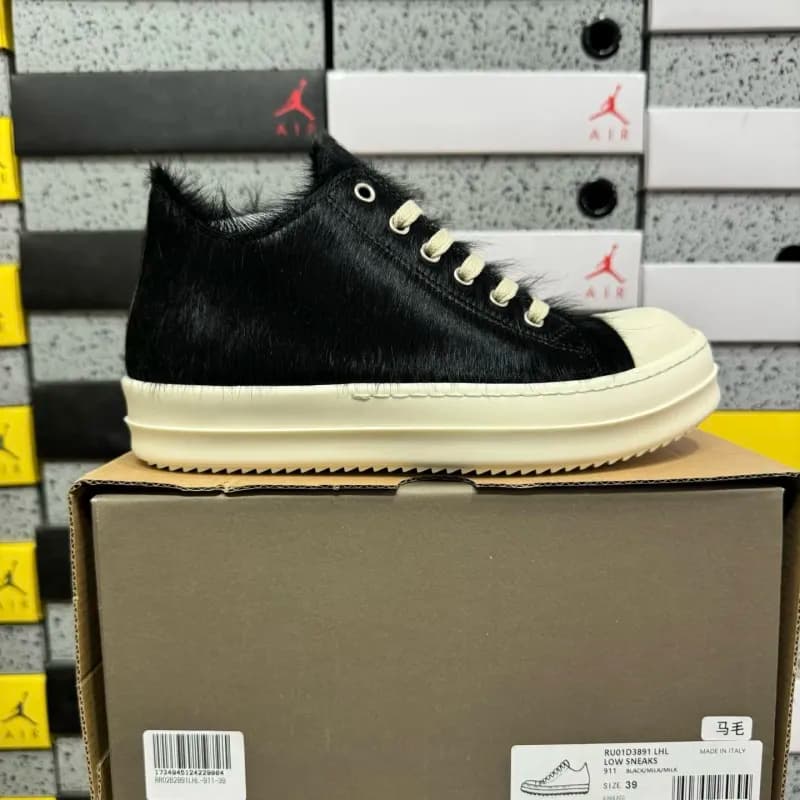 Rick Owens Low Sneaks Black/Milk/Black